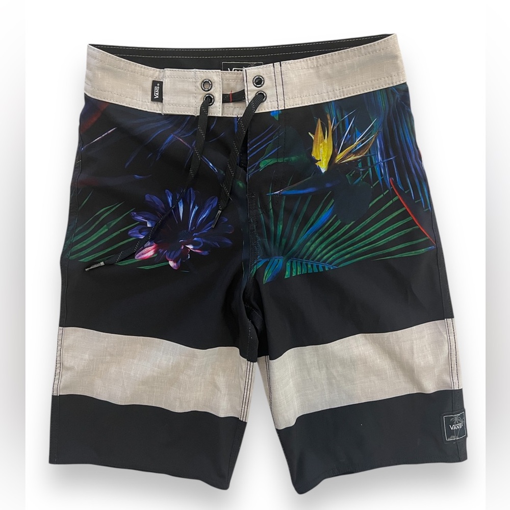 Vans Striped Tropical Floral Youth Boys 24/8 Swim Boardshort Trunks